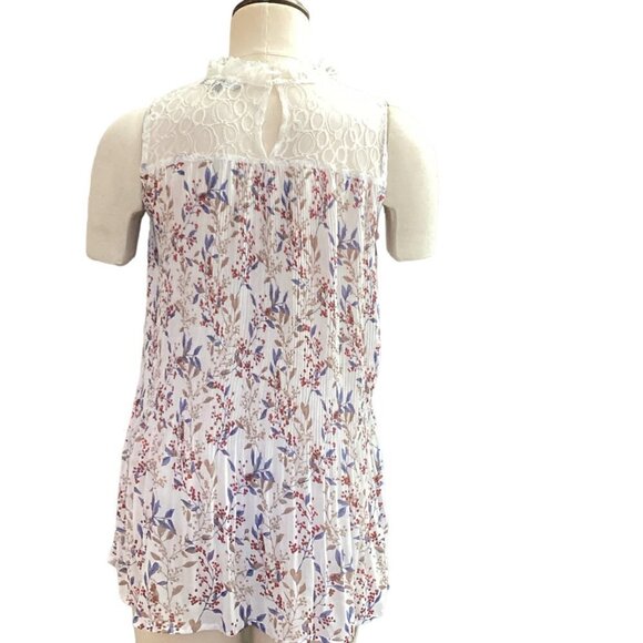 Suzanne Betro Lace Ruffle Hi-Neck Floral Top Sz S #158A - Picture 4 of 9